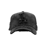 Gorra Dandy Hats Deathrow negra con bordado Deathrow en relieve 3D, vista frontal