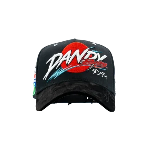 Gorra Dandy Hats Dandy Son negra con bordado DANDY SON en relieve 3D, vista frontal