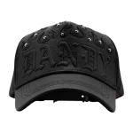 Gorra Dandy Hats Black Flame negra con bordado de flamas en relieve 3D, vista frontal