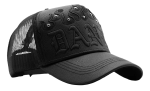 Gorra Dandy Hats Black Flame negra con bordado de flamas en relieve 3D, vista lateral