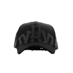 Gorra Dandy Hats DDDAAANNNDDDYYY Snapback negra con bordado tipográfico tridimensional termocrómico, vista frontal