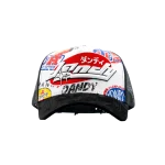 Gorra Dandy Hats D Spec negra con bordado artesanal multicapa estilo JDM, vista frontal
