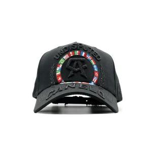 Gorra Dandy Hats Undisputed Canelo negra con leyenda Undisputed en bordado 3D, vista frontal