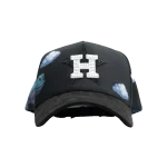 Gorra Dandy Hats Dias Nublados Sad Boyz negra con bordado frontal en capas y relieve 3D, vista frontal