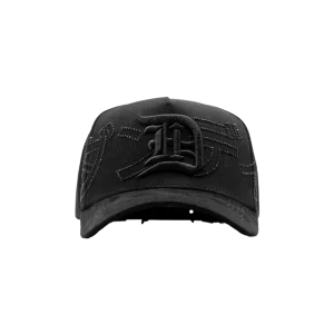 Gorra Dandy Hats Midnight Club negra con bordado nocturno que cambia con la luz, vista frontal