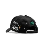 Gorra Dandy Hats Dandy Club negra con bordado Dandy Club en relieve 3D, detalle del bordado