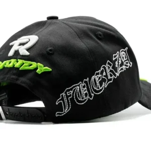 Gorra Dandy Hats P.N.T.E Fuerza Regida negra con siglas P.N.T.E en bordado 3D voluminoso, vista lateral
