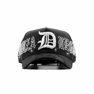 Gorra Dandy Hats Fuerza Crystals negra con cristales y bordado 3D de alta fijación, vista frontal