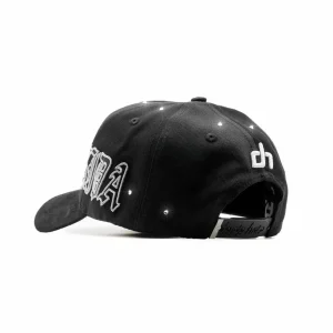 Gorra Dandy Hats Fuerza Crystals negra con cristales y bordado 3D de alta fijación, vista lateral