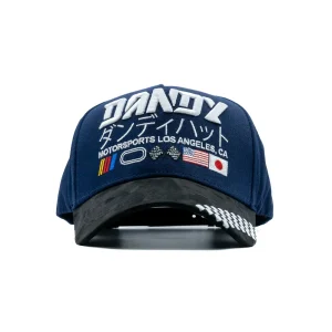Gorra Dandy Racing Hat negra con bordado racing de alta densidad en relieve, vista frontal