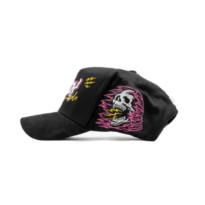 Gorra Dandy Records Hat negra con bordado tridimensional Records Concept en relieve, vista lateral