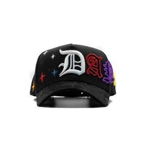 Gorra Dandy Hats Summer Hat negra con logo Dandy Summer bordado en relieve 3D, vista frontal