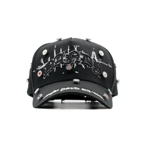 Gorra Dandy Hats Lil Baby Bling Hat negra con bordado bling brillante en relieve 3D, vista frontal