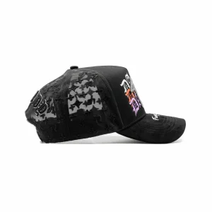 Gorra FR Logo Dandy Hat negra con logo FR bordado en relieve 3D, vista lateral