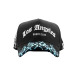 Gorra Dandy Hats LA Dandy Club negra con insignia de club bordada en relieve 3D, vista frontal