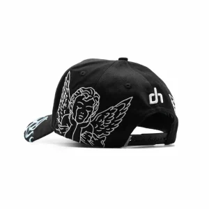 Gorra Dandy Hats LA Dandy Club negra con insignia de club bordada en relieve 3D, vista lateral