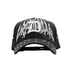 Gorra Dandy Hats Lost Dandy x Lost Hills negra con bordado tridimensional en relieve, vista frontal