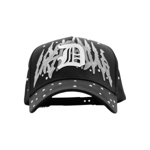 Gorra Dandy Hats Lost Dandy x Lost Hills negra con bordado tridimensional en relieve, vista frontal