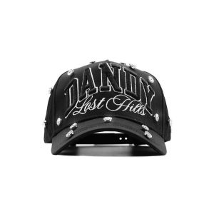 Gorra Dandy Hats Handle With Care negra con frase Handle With Care bordada en 3D, vista frontal